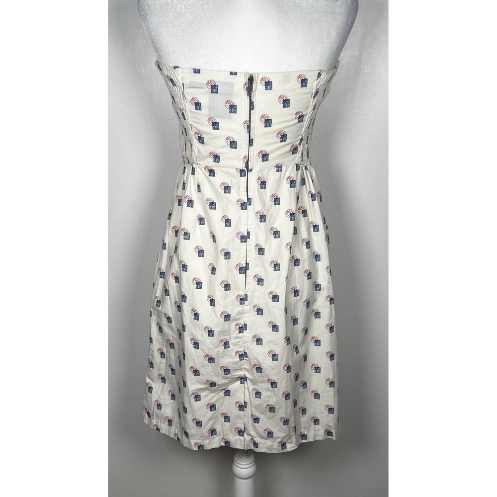 Anthropologie Girls From Savoy Ivory Paris Stamp Postage Size 4 Strapless Dress - Picture 4 of 13